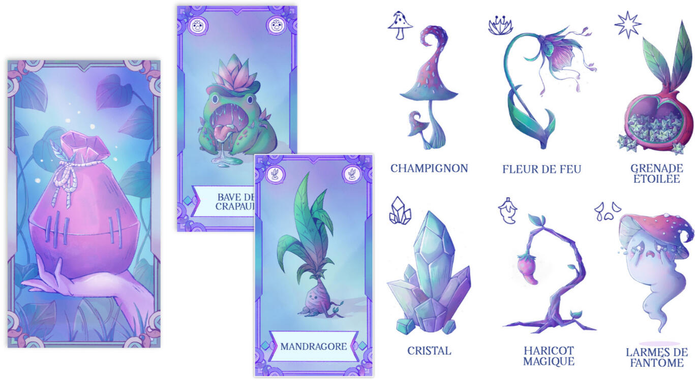 Cartes besace et ingrédients